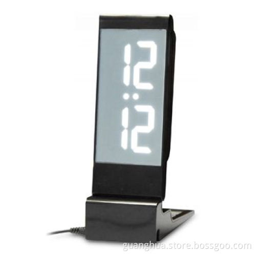 Novelty clock in lamp design and with LED time display, which can be used as emergency light